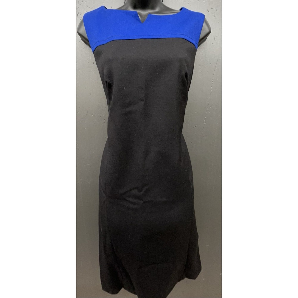 Pendleton Dress 8 Black Blue Wool Sleeveless Sheath Preppy Quiet Luxury Chic‎